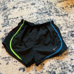 Nike Black and Neon Green Activewear Shorts